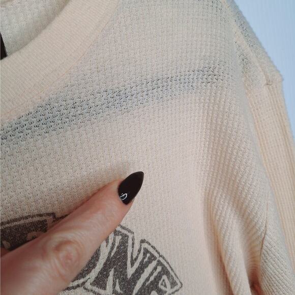 VTG Y2K Junk Food Thermal Top Rolling Stones Band Large Long Sleeve Lips Waffle - Picture 7 of 8